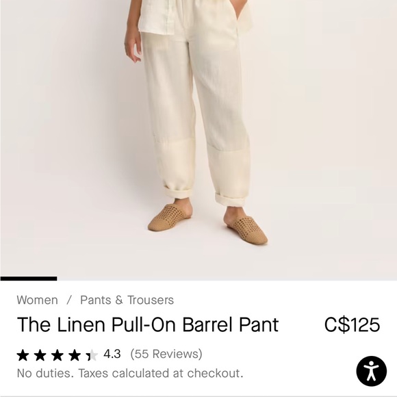 Everlane 100% Linen Barrel Pant in Canvas - Picture 4 of 4